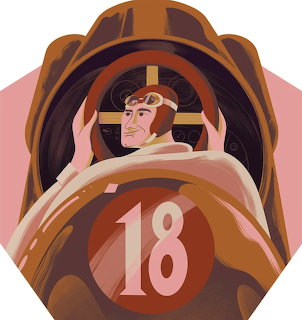 Stylized illustration of a muscular figure holding a globe with number 18 and a golden cross on top