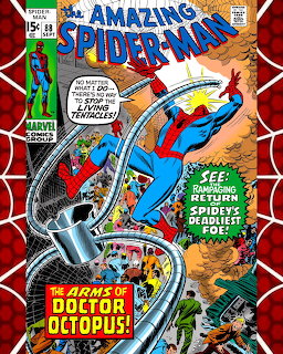 Amazing Spider-Man comic cover showing Spider-Man fighting Doctor Octopus mechanical arms, vintage Marvel
