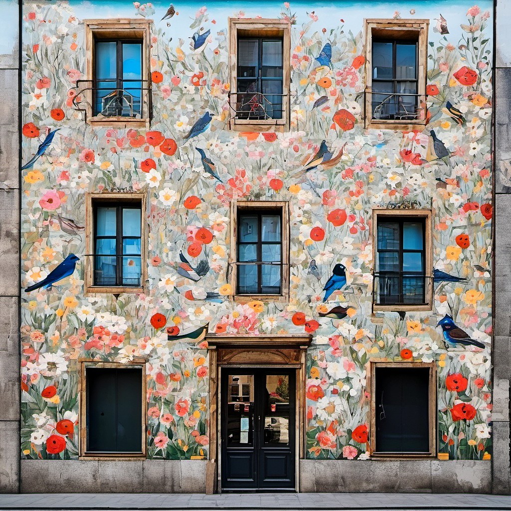 Floral Painted Building Facade
