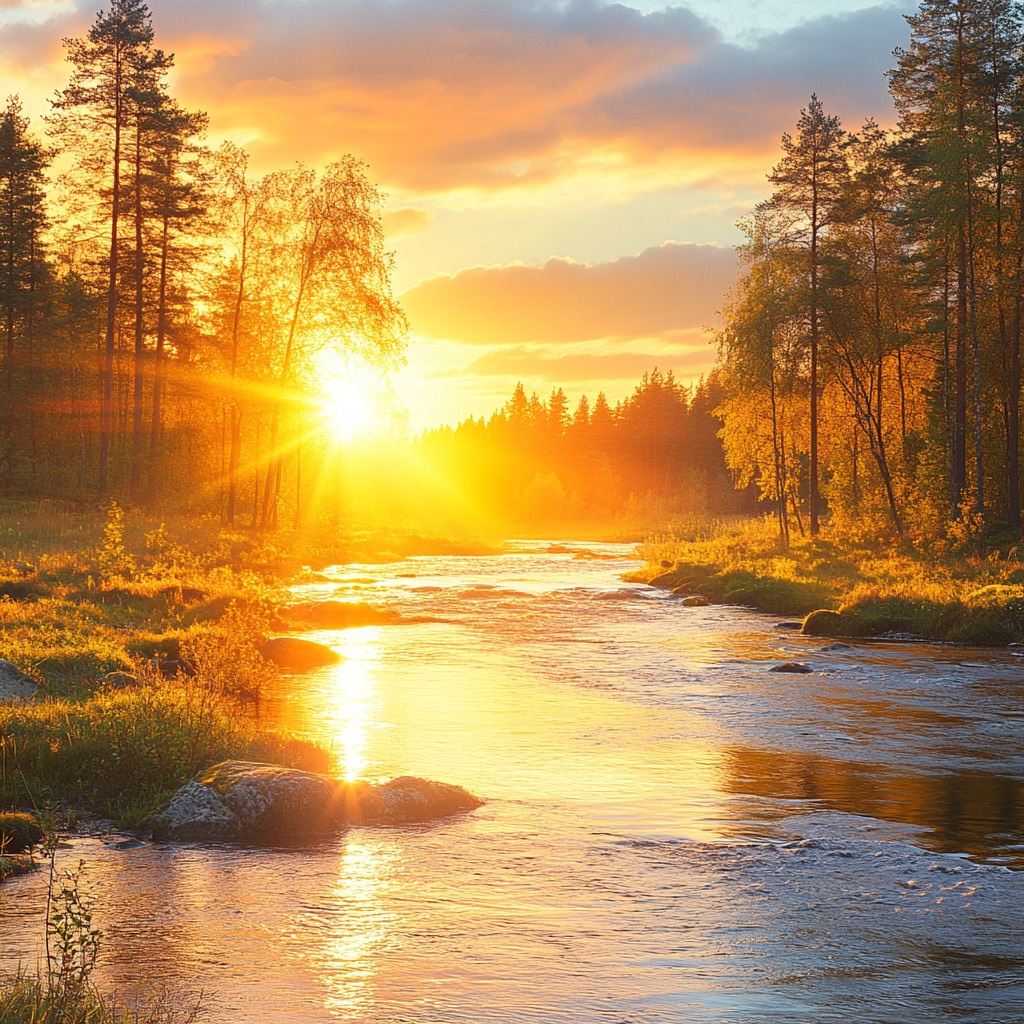 Sunset Over the River