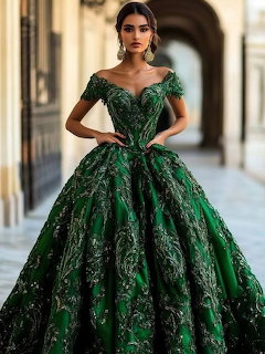 Green Brocade Ball Gown