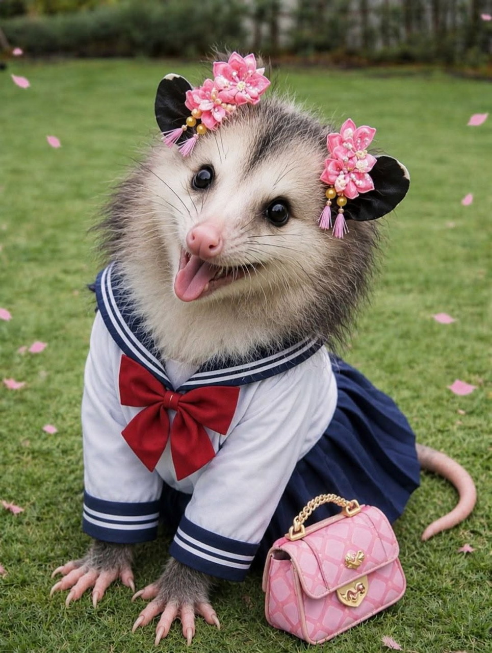 Dressed Opossum Portrait