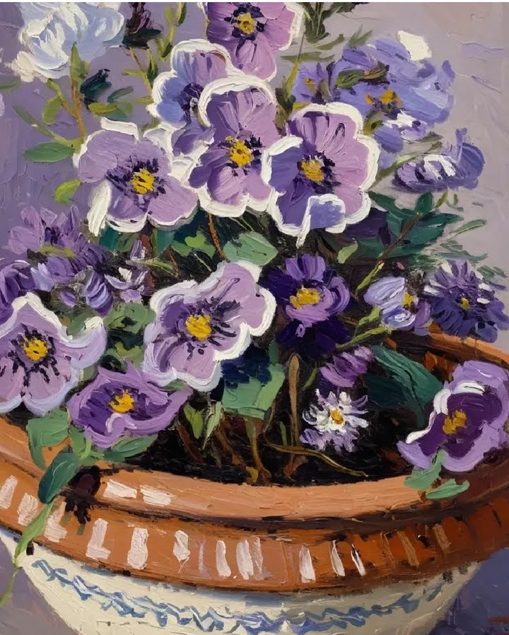 Purple Pansies Pot