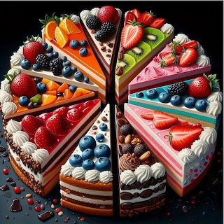 Multi-Flavor Cake Slices Display