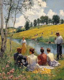 Riverside Picnic Scene