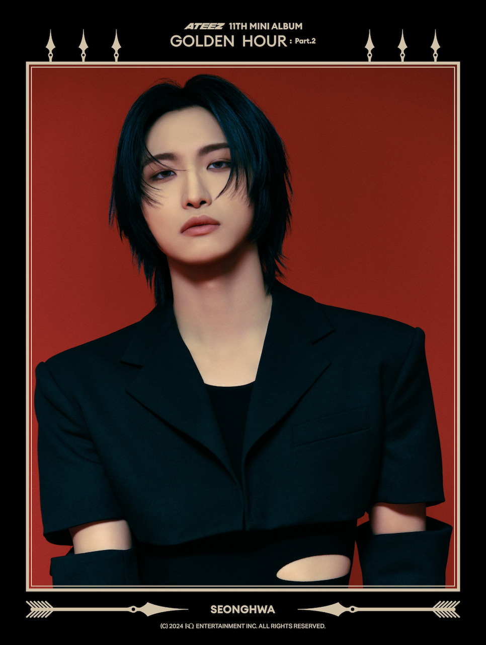 Seonghwa of Ateez posing in a stylish K-pop portrait