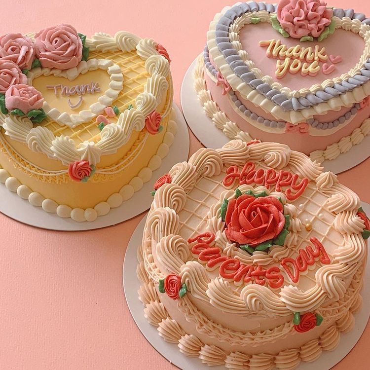 Decorated Heart-Shaped Cakes