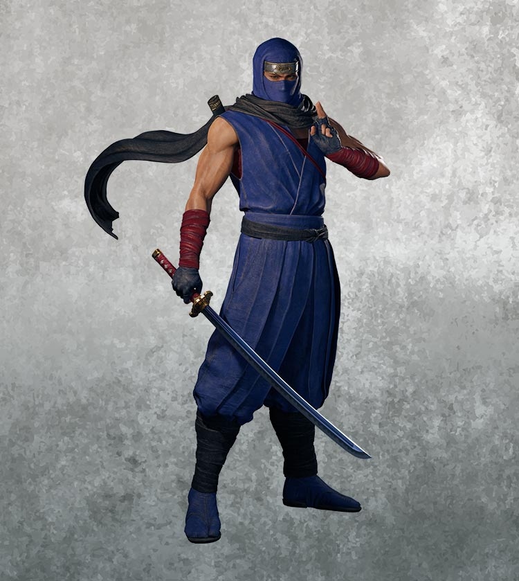 Ryu Hayabusa classic ninja character in dark outfit holding sword