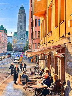 Helsinki city scene with buildings and streets