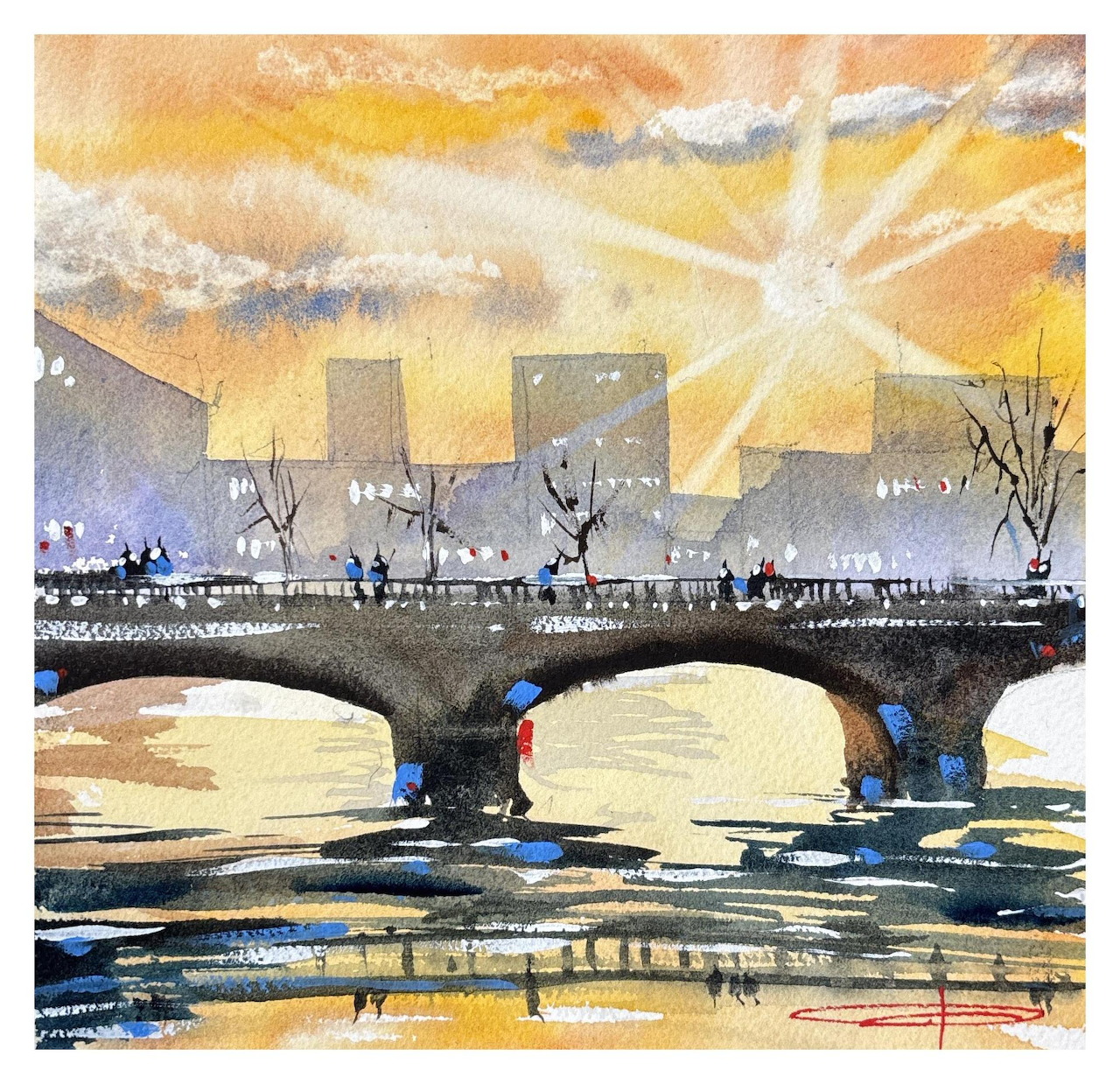 Copenhagen Bridge Watercolor