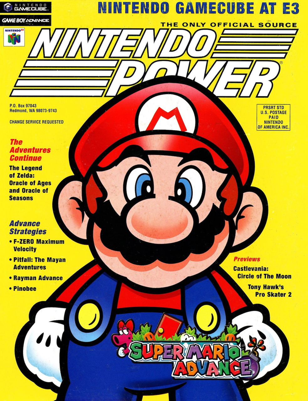 Nintendo Power Issue 145 cover featuring Super Mario Advance with Mario