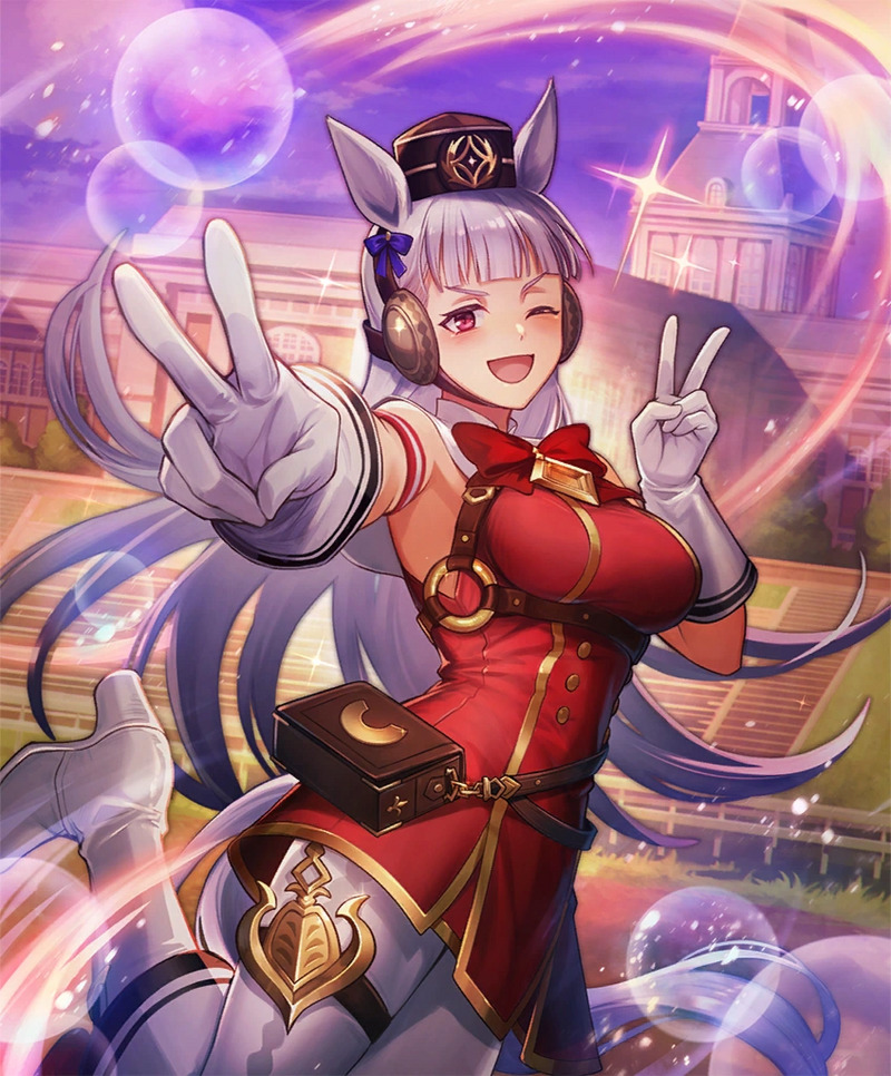 Anime trading card illustration of Gold Ship character from Umamusume in Shadowverse Evolved style