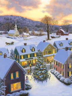 Christmas Village Winter Scene