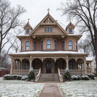 Victorian Mansion in Winter