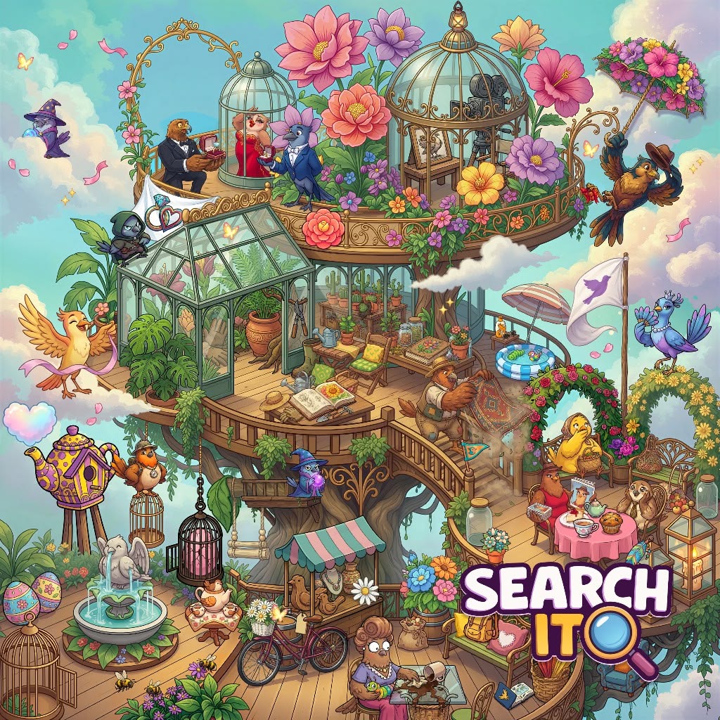 Birds and Flowers Fantasy Garden