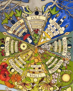 Artwork representing the solstice with natural seasonal imagery.