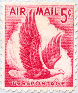 Red Vintage Airmail Stamp Eagle