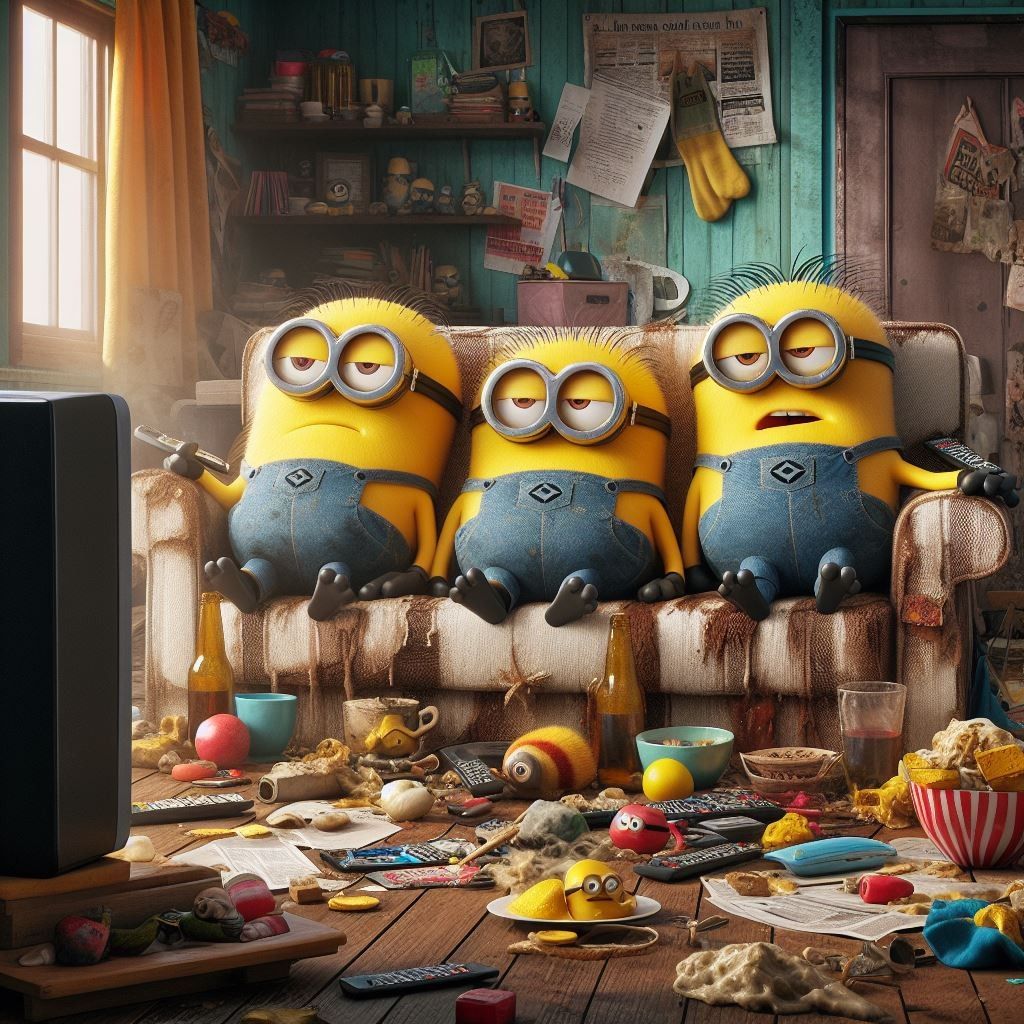 Minions TV Binging on Couch