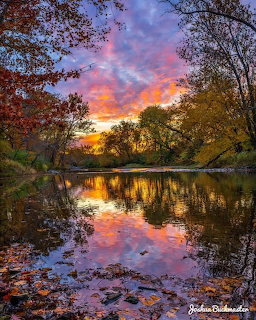 Autumn Sunset River Reflection