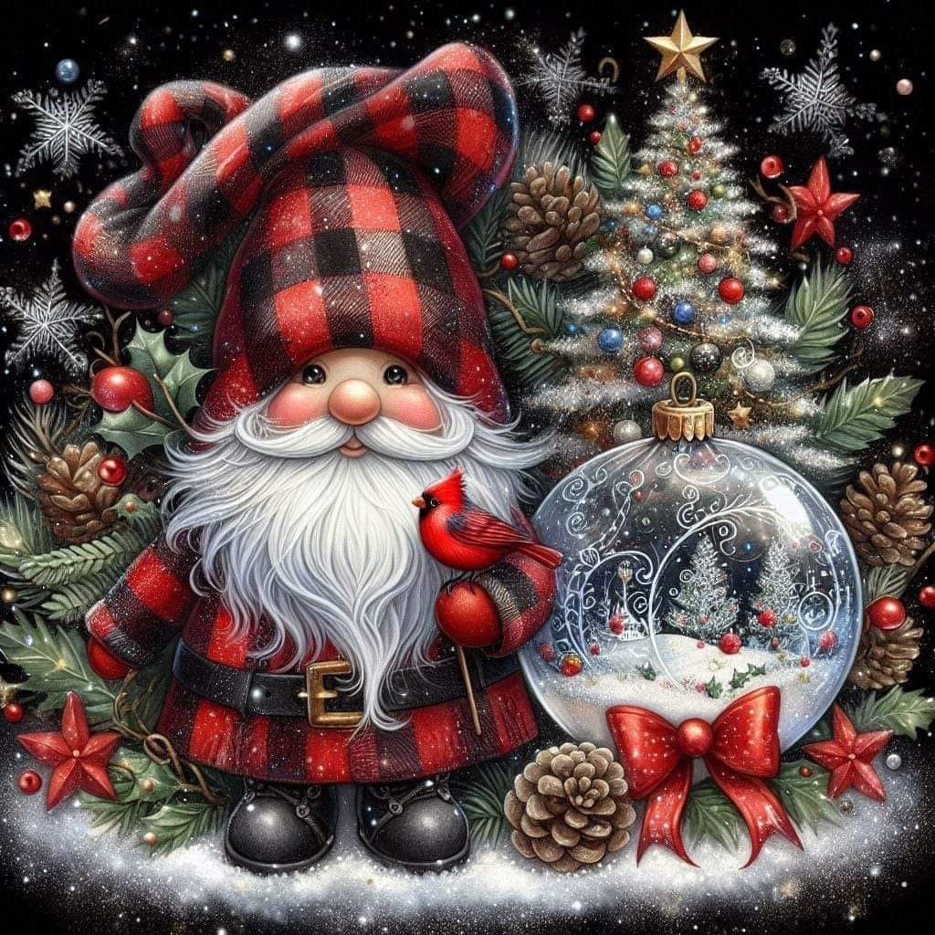 Christmas Gnome with Snow Globe