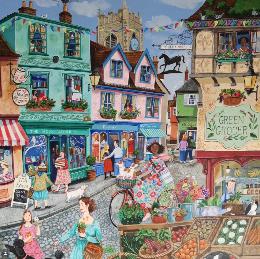 Green Grocer Village Scene