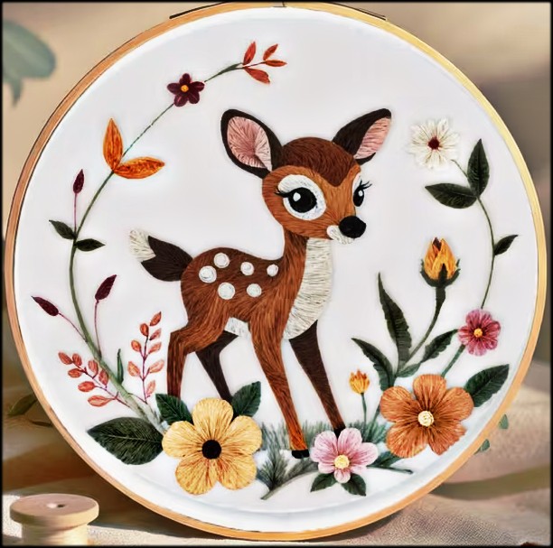 Bambi Embroidery Hoop Art