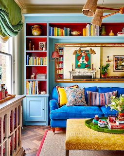 Colorful Living Room Blue Sofa