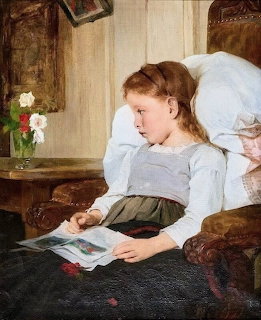 Sick Child Reading by Bertha Wegmann