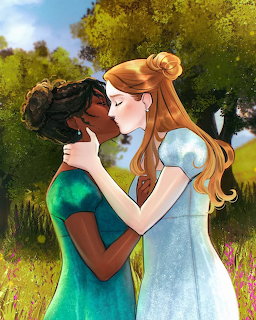 Two Women Romantic Kiss