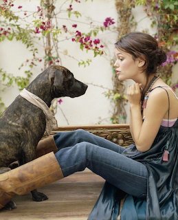 Woman with Dog on Bench