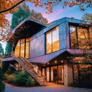 Angular Modernist Building Autumn