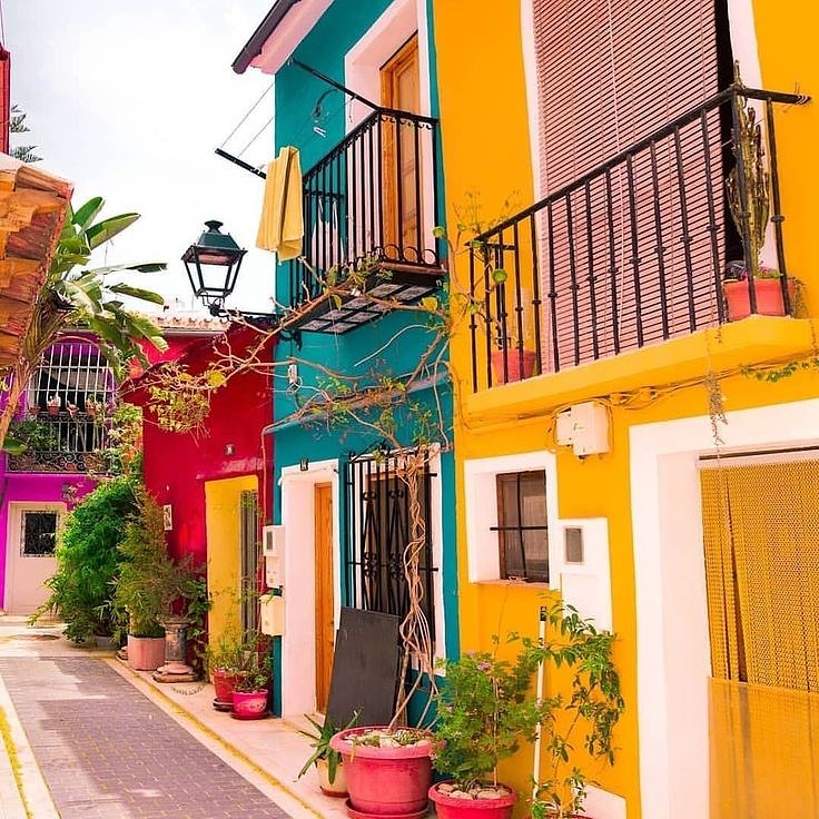 Colorful Row Houses Street