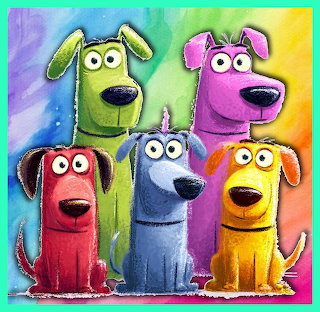 Colorful Cartoon Dogs