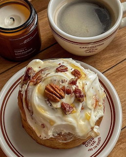 Cinnamon Roll and Coffee