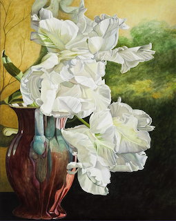White Flowers in Ceramic Vases