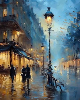 Rainy Paris Street Scene
