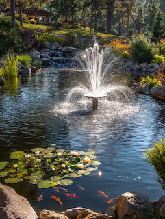 Garden Pond with Fountain
