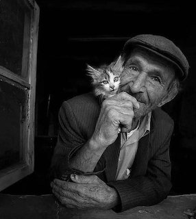 Elderly Man with Cat