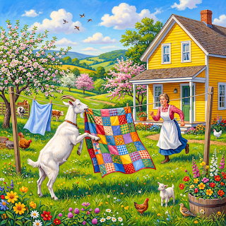 Farmhouse Goat Stealing Quilt