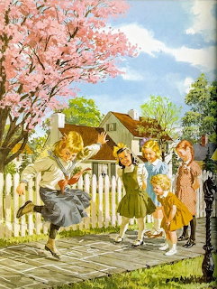 Girls Playing Hopscotch