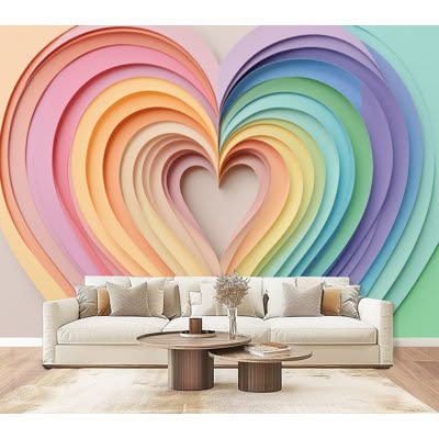 Rainbow Pastel Heart Wall Art