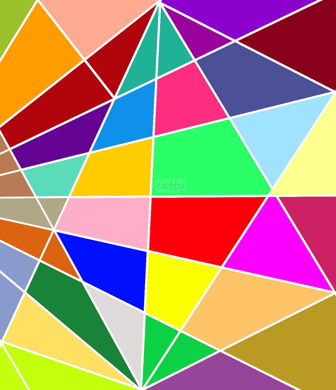 Abstract geometric pattern with multicolored triangles separated by white lines