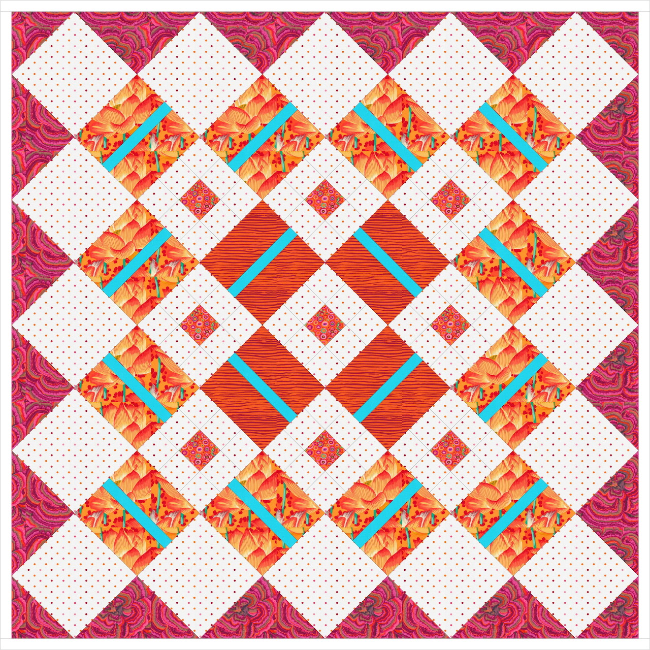 Red Orange Geometric Quilt