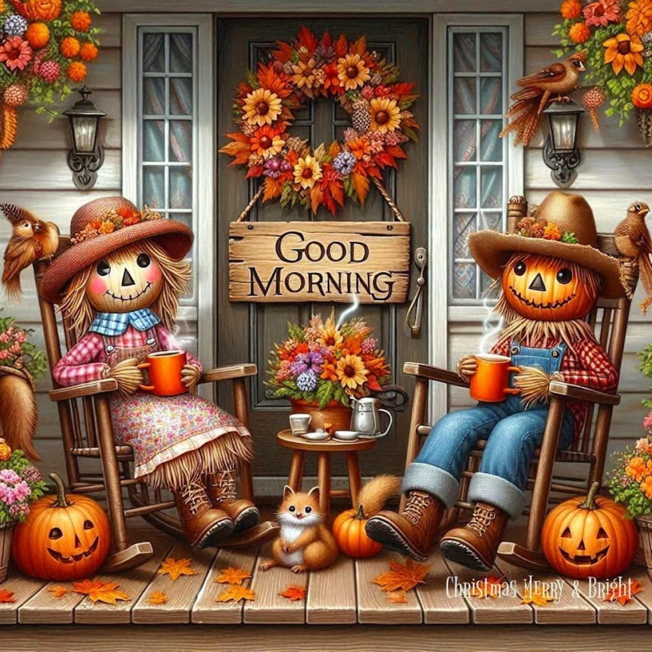 Fall Porch Scarecrows