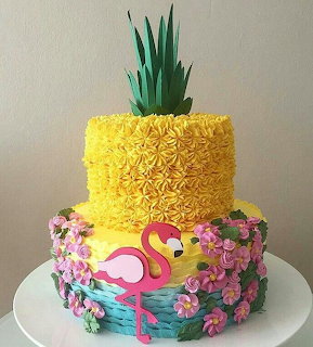 Tropical Pineapple Flamingo Cake