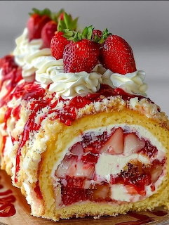 Strawberry Cream Roll Cake