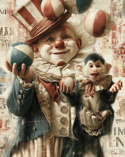 Circus Clown with Monkey