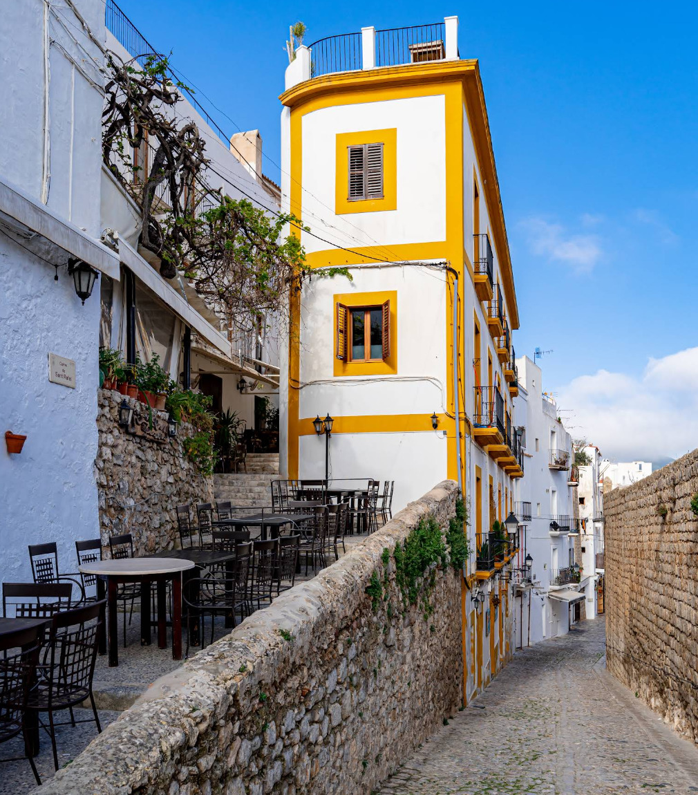Traditional Mallorca architecture with Mediterranean buildings