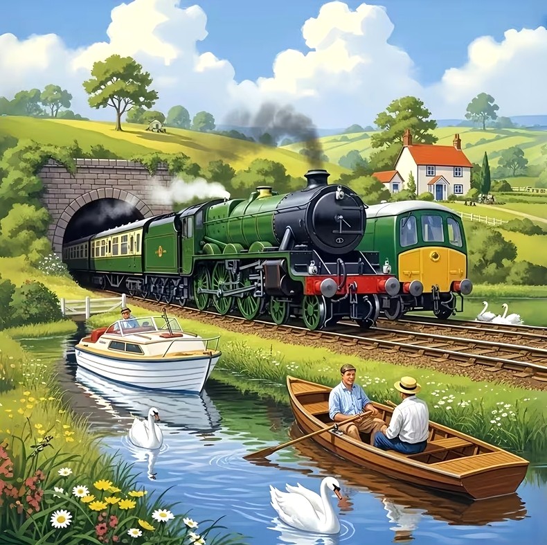 Steam Train in Countryside
