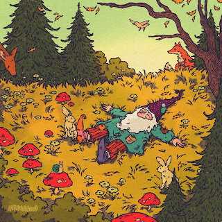 Gnome in Autumn Forest